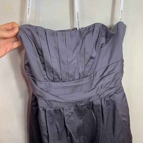David’s Bridal cotton strapless dusty purple grey dress Size 8 - Picture 3 of 11